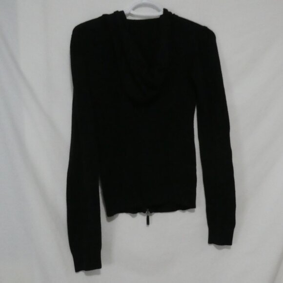 CAFEBRAND - Limited Edition | small | Solid Black Zip-Up Hooded Knit Sweater - Picture 3 of 16